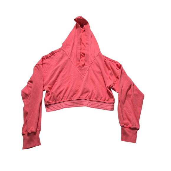 Free People Movement Womens Grand Slam V-Neck Cropped Hoodie Hot Pink Medium - Picture 2 of 13